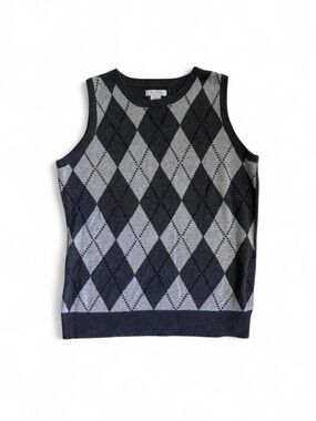Alfred Sung preppy grey argyle sweater vest